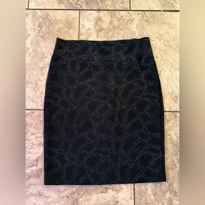 LuLaRoe Black Pencil Skirt with Subtle Metallic Dot Pattern